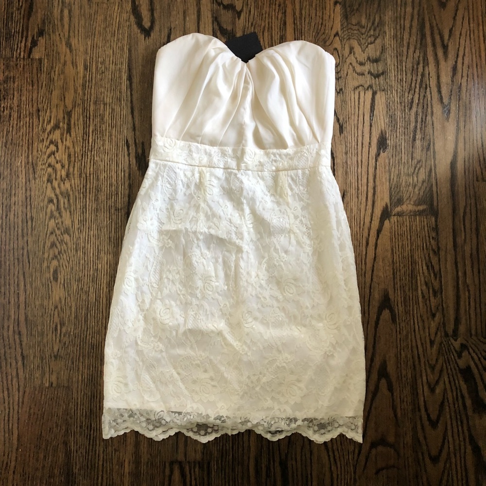 ASOS cream-colored sweetheart lace dress
